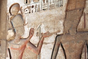 Ramses offering incense at Medinet Habu, Egypt