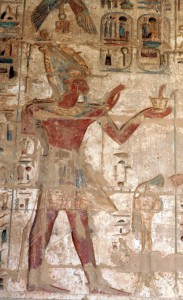 Brief investigation of the atef crown at Medinet Habu, Egypt
