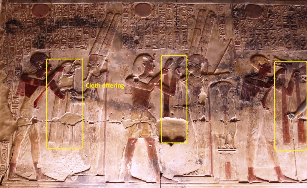 egyptian art abydos seti offering cloth amun
